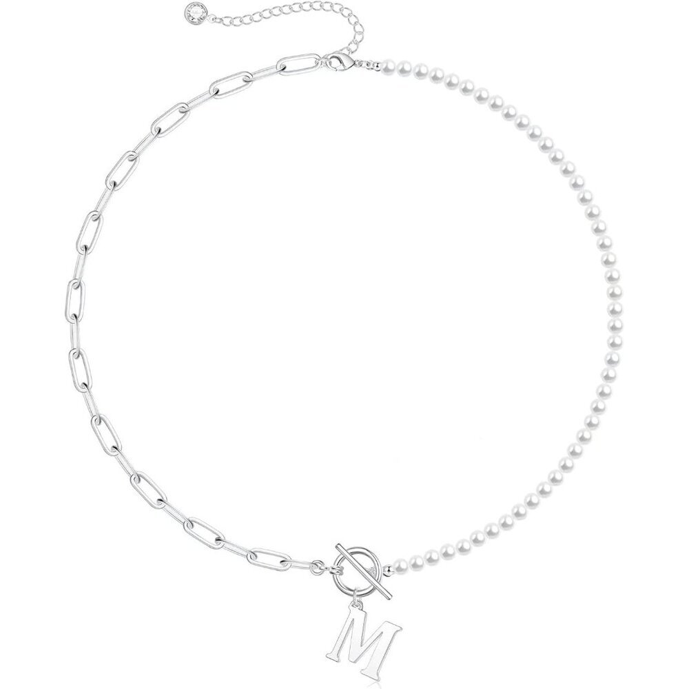 Adjustable Pearl Initial Necklace with Toggle Clasp - Thoughtful Gift for Her